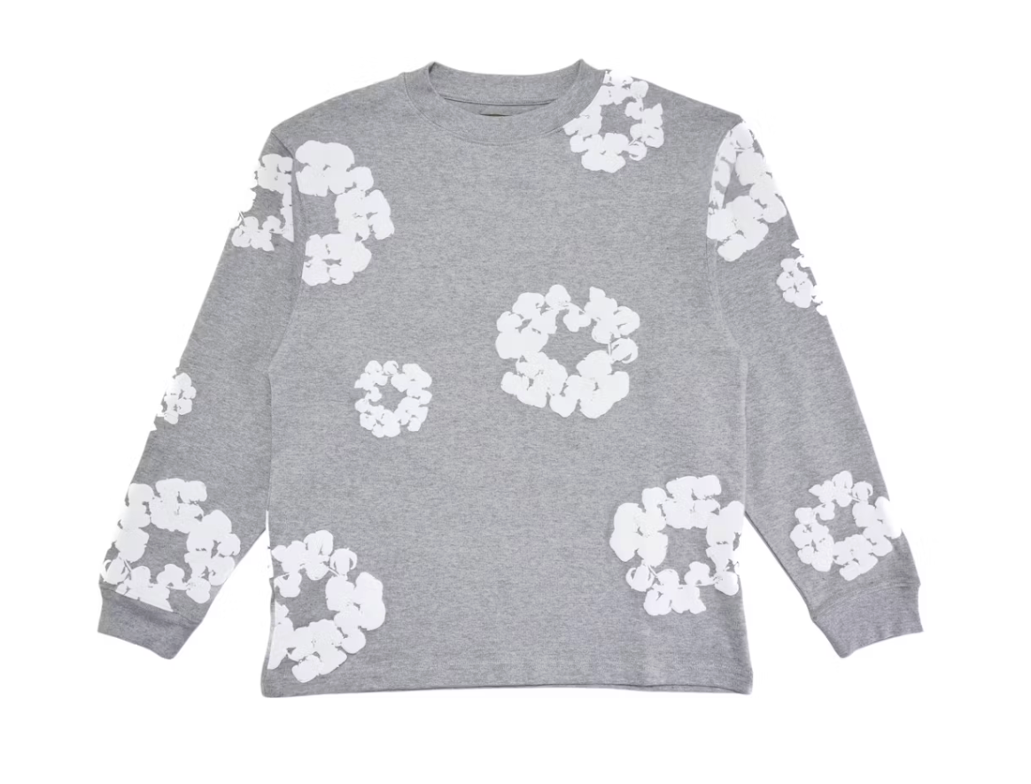 Denim Tears Long Sleeve Cotton Wreath T-shirt Grey