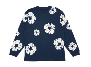 Denim Tears Long Sleeve Cotton Wreath T-shirt Navy