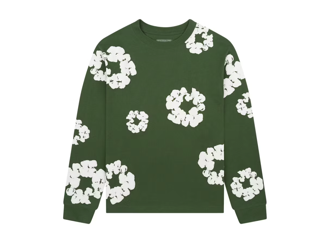 Denim Tears Long Sleeve Cotton Wreath T-shirt Green