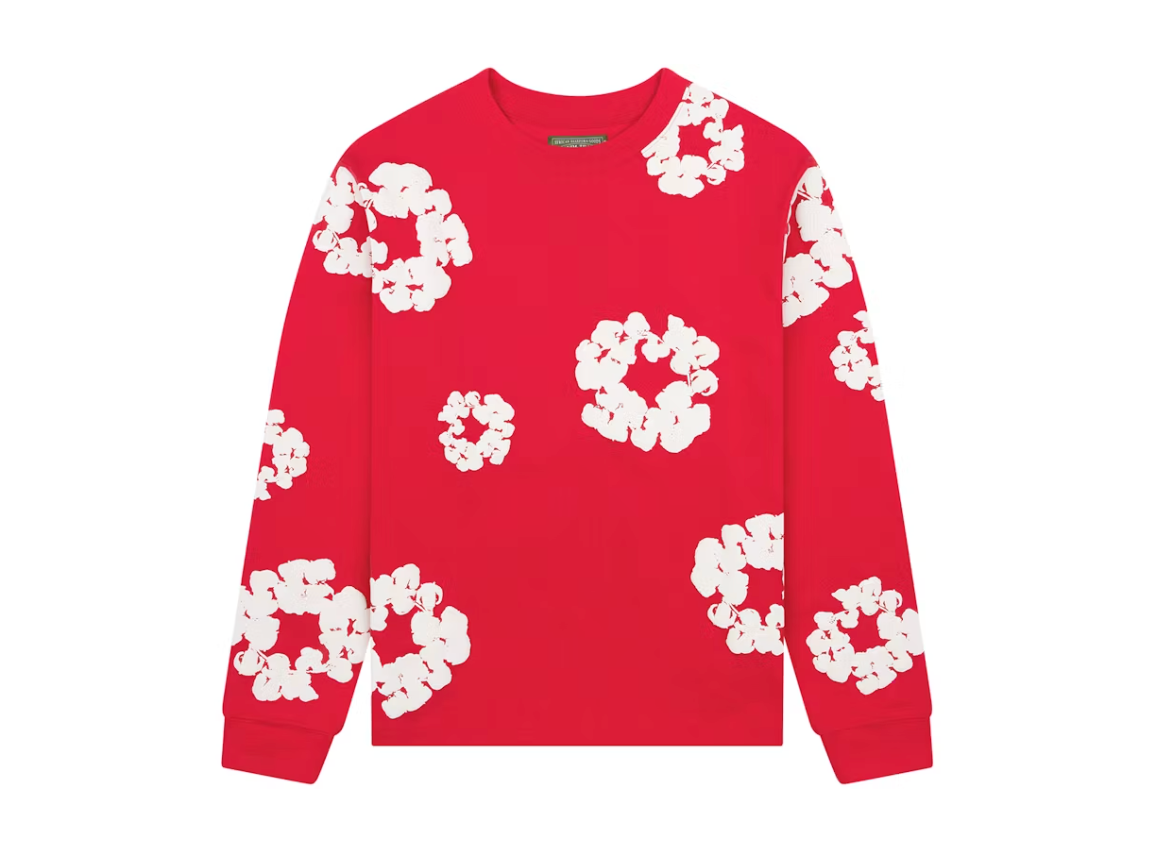 Denim Tears Long Sleeve Cotton Wreath T-shirt Red